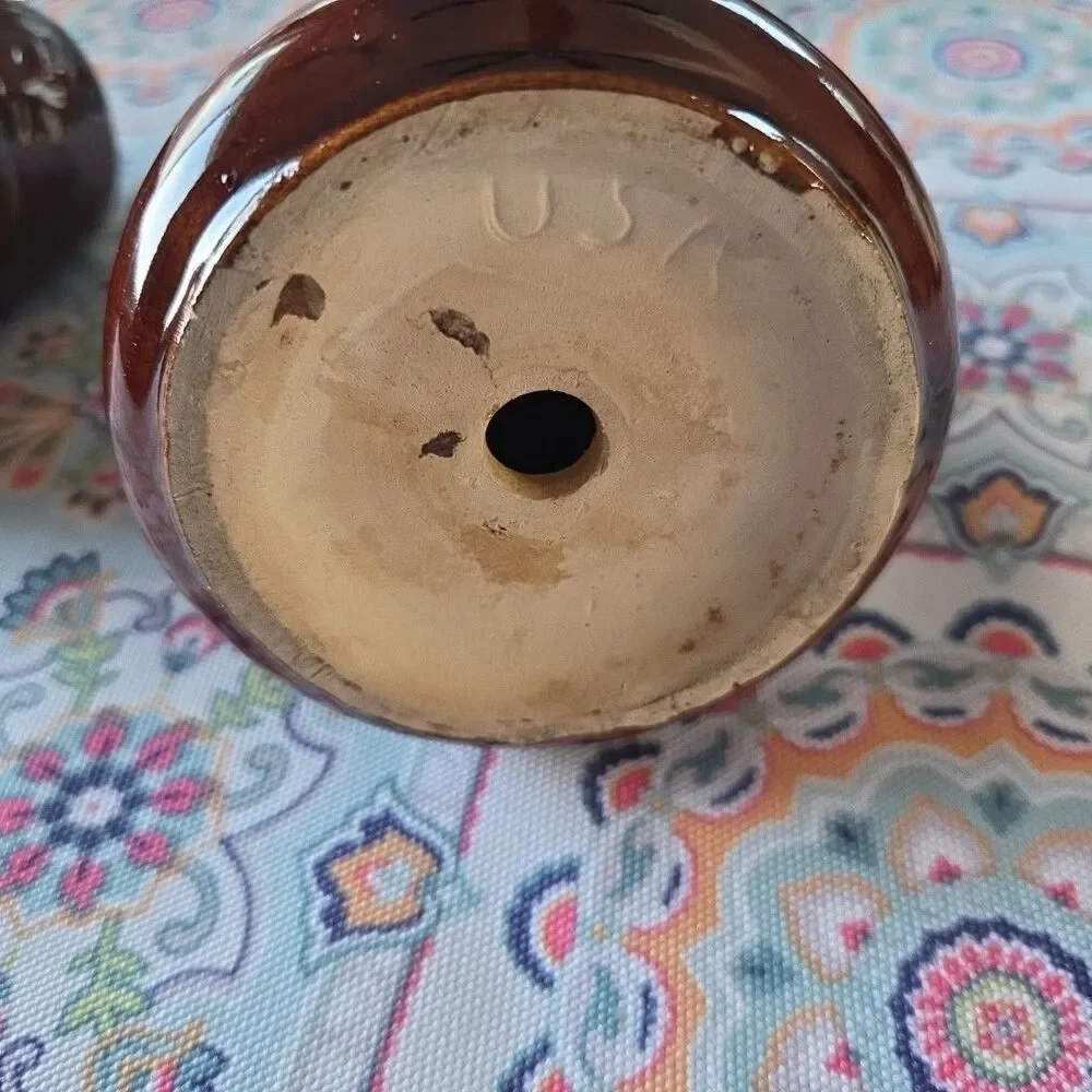 Vintage Marcrest Stoneware Brown Daisy Dot Salt and Pepper Shakers Set